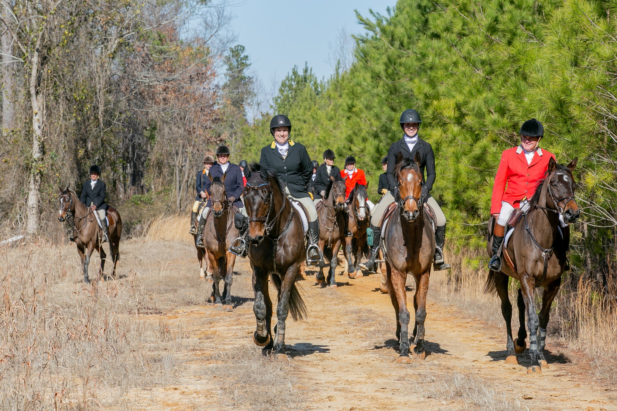 Group of riders on trail